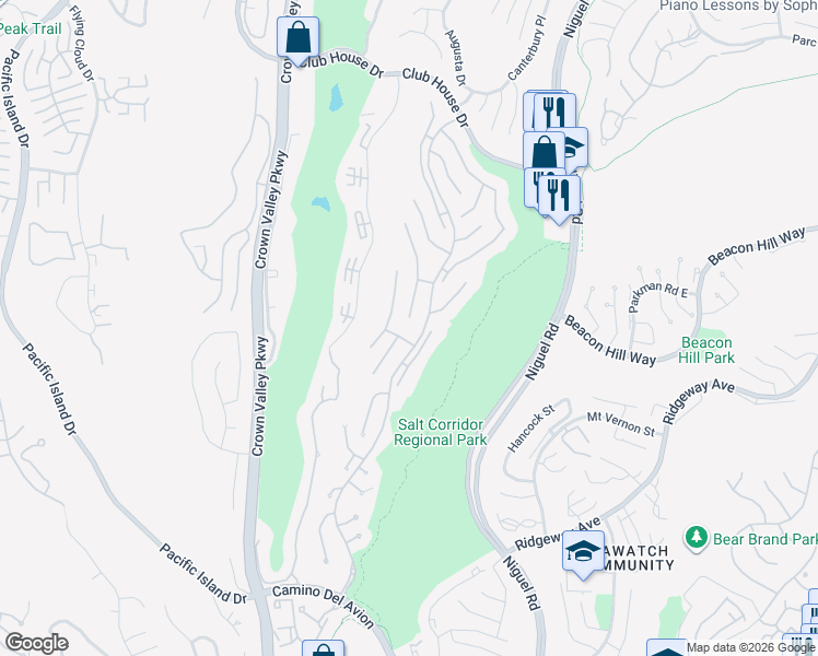map of restaurants, bars, coffee shops, grocery stores, and more near 44 New Haven in Laguna Niguel