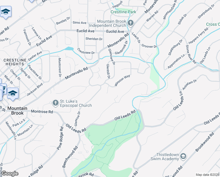 map of restaurants, bars, coffee shops, grocery stores, and more near 6 Eden Circle in Birmingham
