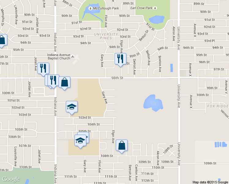 map of restaurants, bars, coffee shops, grocery stores, and more near 3110 99th Street in Lubbock