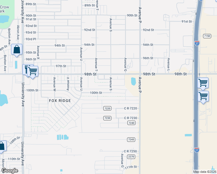 map of restaurants, bars, coffee shops, grocery stores, and more near 1902 99th Place in Lubbock