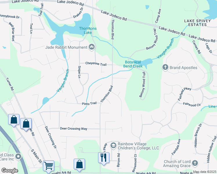 map of restaurants, bars, coffee shops, grocery stores, and more near 9199 Thornton Boulevard in Jonesboro