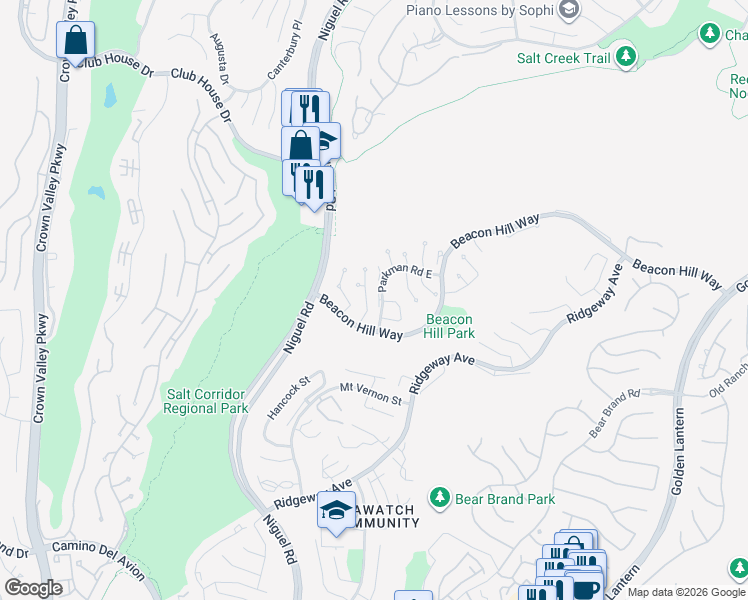map of restaurants, bars, coffee shops, grocery stores, and more near 25 Champney Place in Laguna Niguel