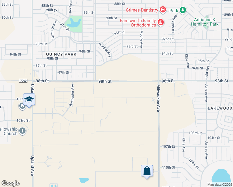 map of restaurants, bars, coffee shops, grocery stores, and more near 6824 100th Street in Lubbock