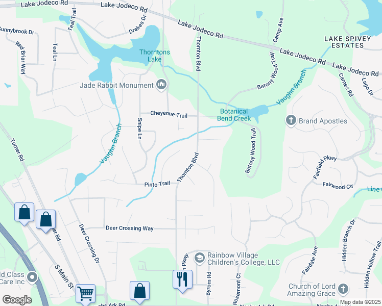 map of restaurants, bars, coffee shops, grocery stores, and more near 9199 Thornton Boulevard in Jonesboro