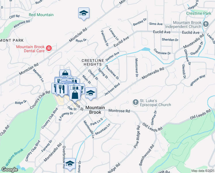 map of restaurants, bars, coffee shops, grocery stores, and more near 407 Cherry Street in Birmingham