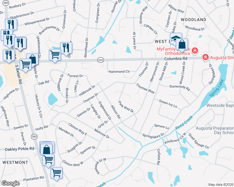 map of restaurants, bars, coffee shops, grocery stores, and more near 359 Park Way Court West in Martinez