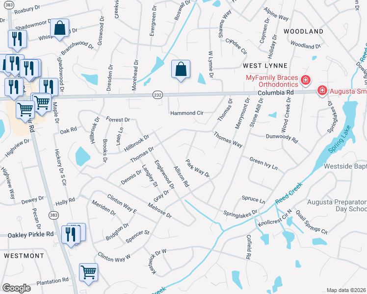map of restaurants, bars, coffee shops, grocery stores, and more near 359 Park Way Court West in Martinez