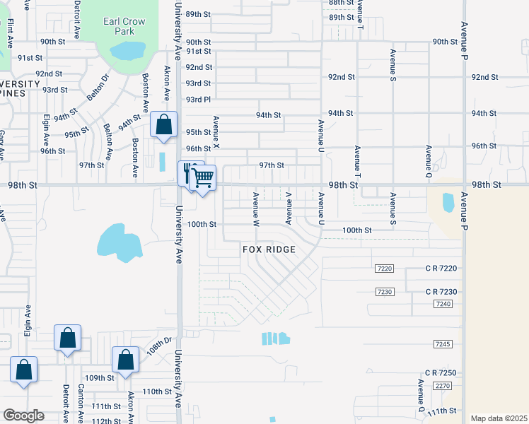 map of restaurants, bars, coffee shops, grocery stores, and more near 2215 99th Street in Lubbock