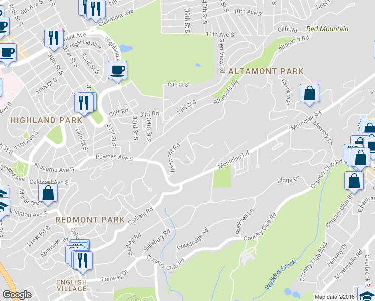 map of restaurants, bars, coffee shops, grocery stores, and more near 3554 Lenox Road in Birmingham