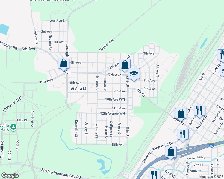 map of restaurants, bars, coffee shops, grocery stores, and more near 4300 9th Avenue in Birmingham