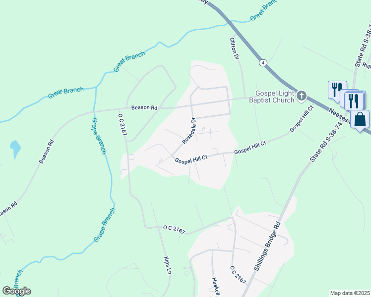 map of restaurants, bars, coffee shops, grocery stores, and more near 2820 Rosedale Drive in Orangeburg