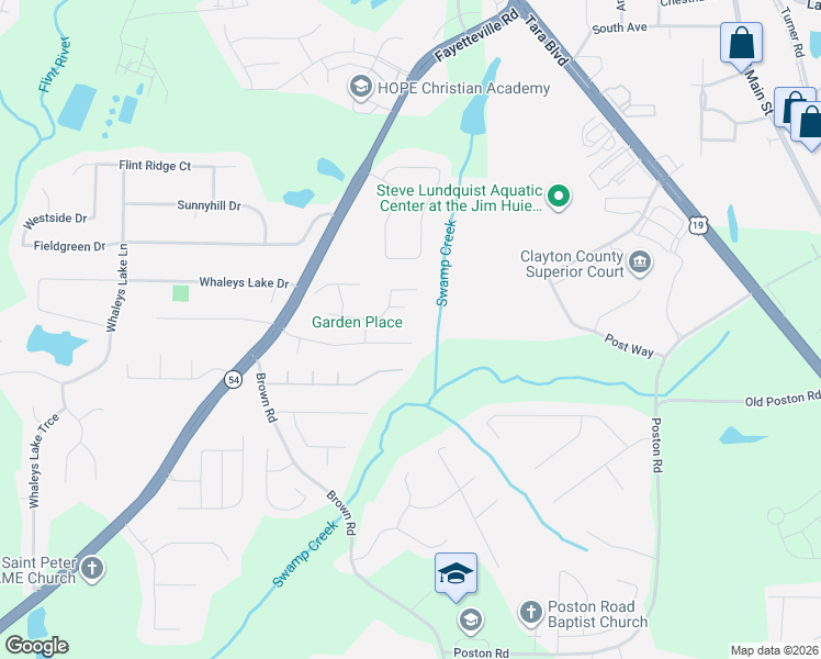 map of restaurants, bars, coffee shops, grocery stores, and more near 780 Swamp Creek Drive in Jonesboro