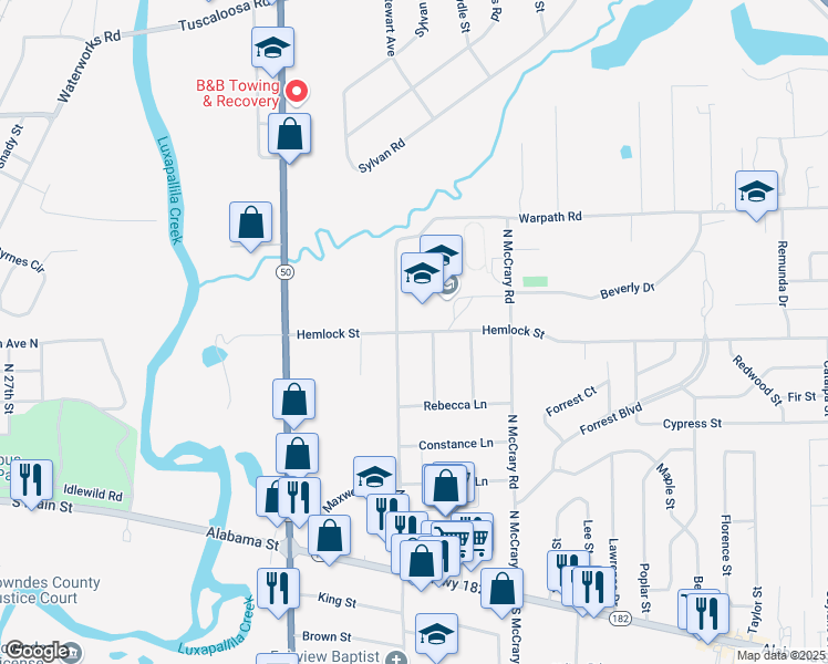 map of restaurants, bars, coffee shops, grocery stores, and more near 215 Hemlock Street in Columbus