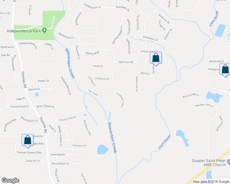map of restaurants, bars, coffee shops, grocery stores, and more near 170 Inverness Trace in Riverdale