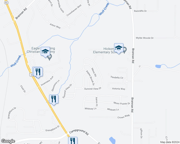 map of restaurants, bars, coffee shops, grocery stores, and more near 644 Aspen Brook Drive in McDonough