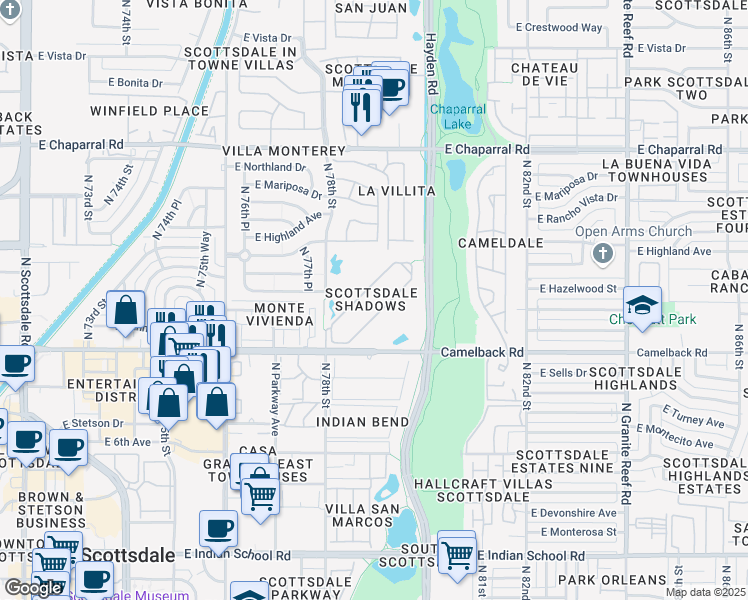 map of restaurants, bars, coffee shops, grocery stores, and more near 7930 East Camelback Road in Scottsdale
