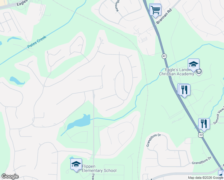 map of restaurants, bars, coffee shops, grocery stores, and more near 816 Black Diamond Dr in McDonough
