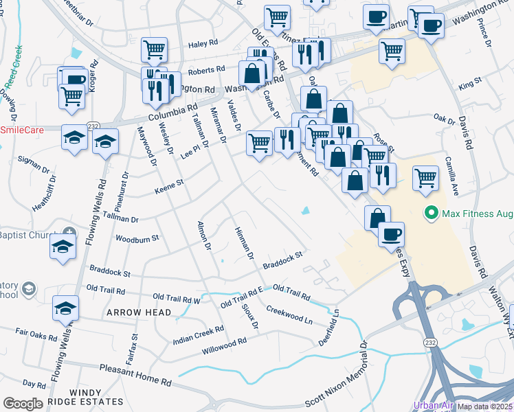 map of restaurants, bars, coffee shops, grocery stores, and more near 249 Miramar Dr in Martinez