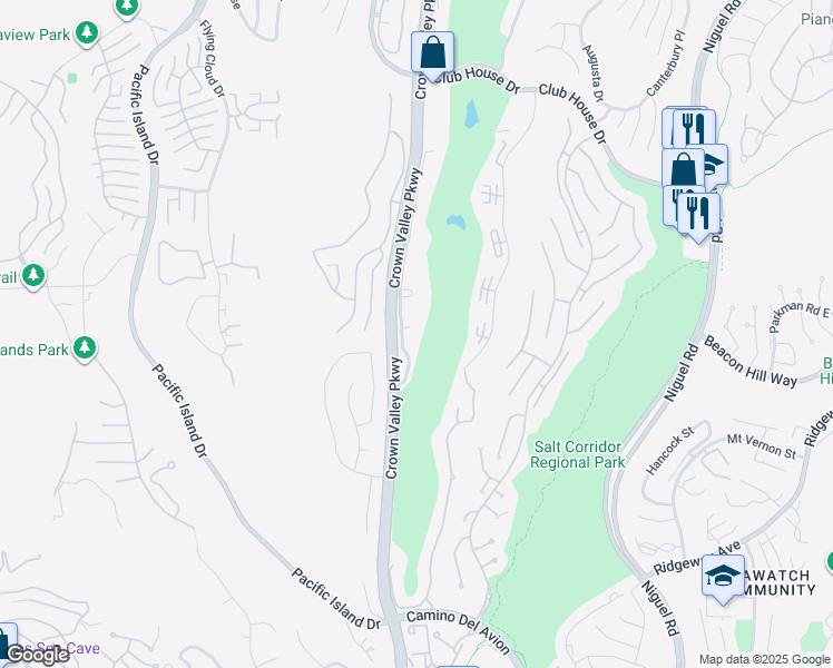 map of restaurants, bars, coffee shops, grocery stores, and more near 31666 West Nine Drive in Laguna Niguel
