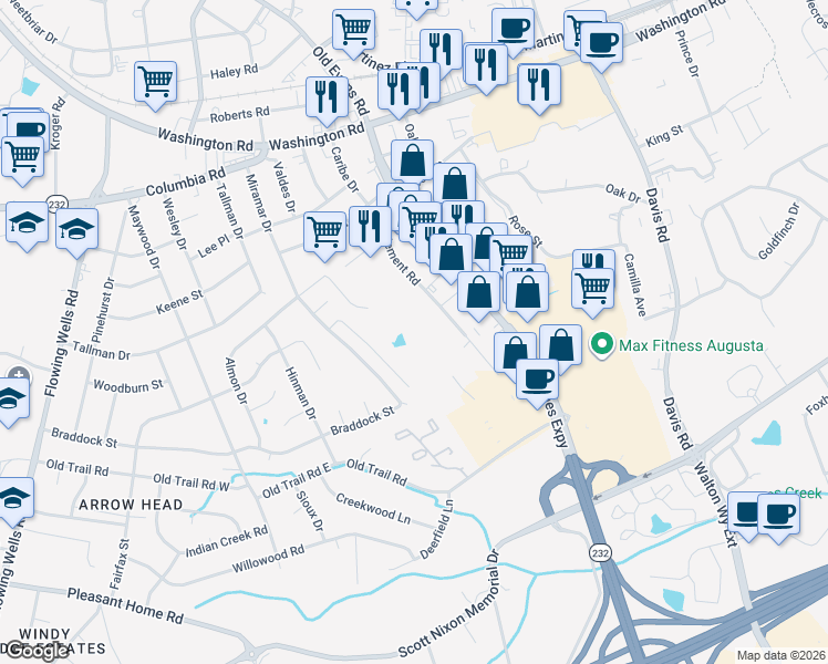 map of restaurants, bars, coffee shops, grocery stores, and more near 255 Settlement Road in Martinez