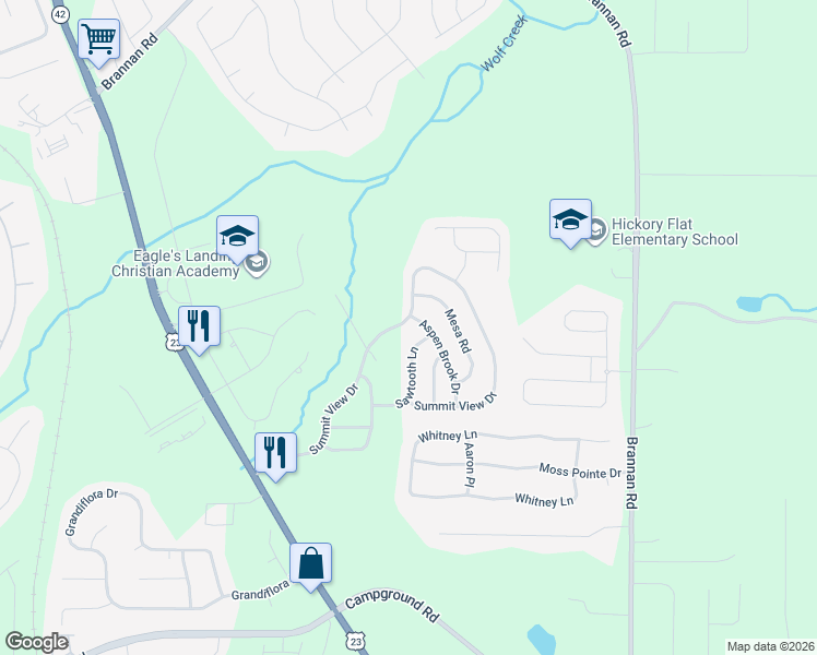 map of restaurants, bars, coffee shops, grocery stores, and more near 172 Summit View Drive in McDonough