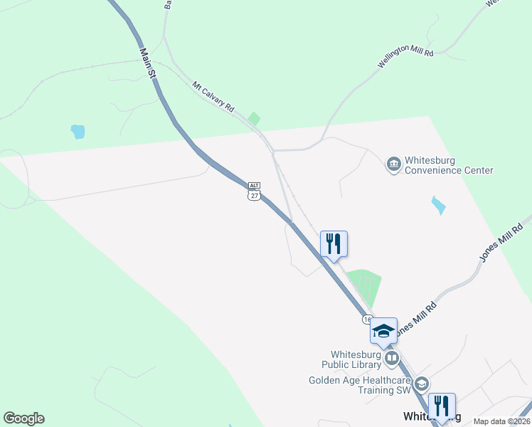 map of restaurants, bars, coffee shops, grocery stores, and more near 1174 Main Street in Whitesburg