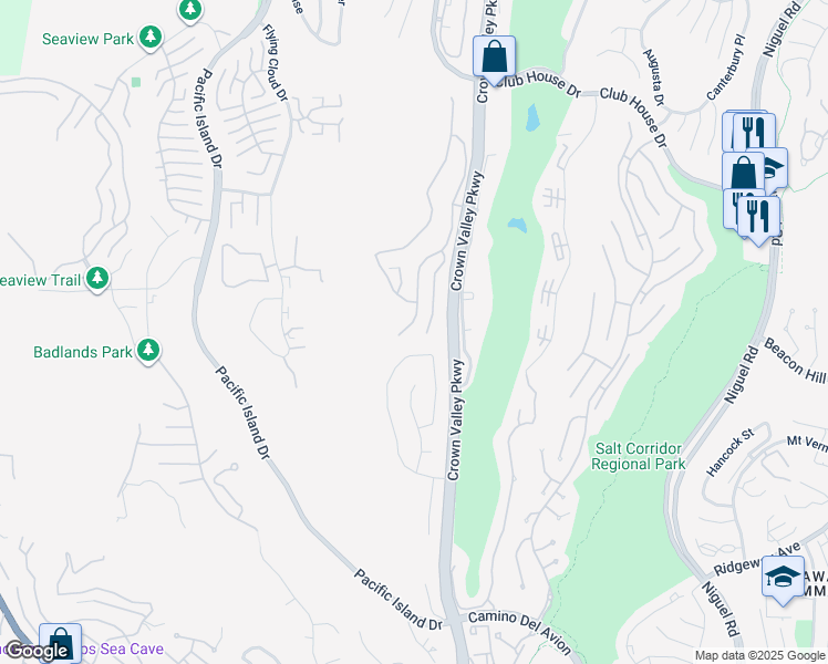 map of restaurants, bars, coffee shops, grocery stores, and more near 35 Laguna Woods Drive in Laguna Niguel