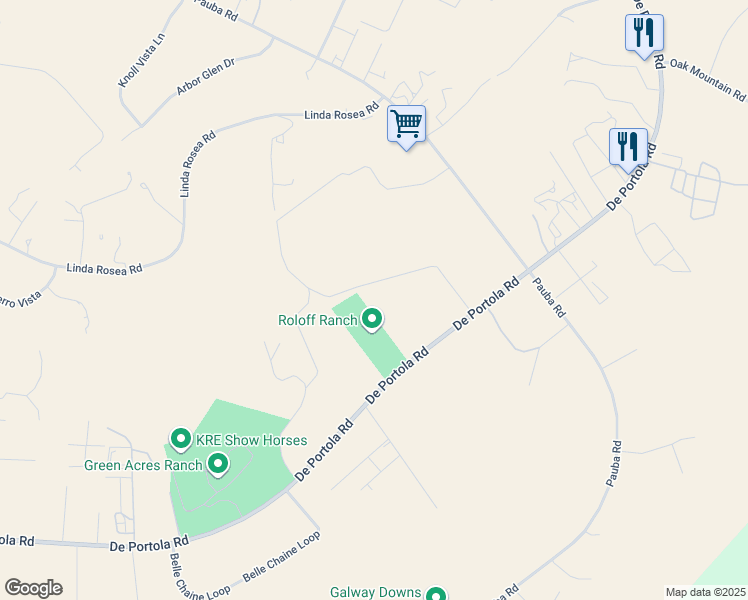 map of restaurants, bars, coffee shops, grocery stores, and more near 36500 De Portola Road in Temecula