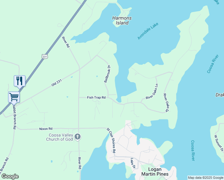 map of restaurants, bars, coffee shops, grocery stores, and more near 50 Bellbrook Drive in St. Clair County