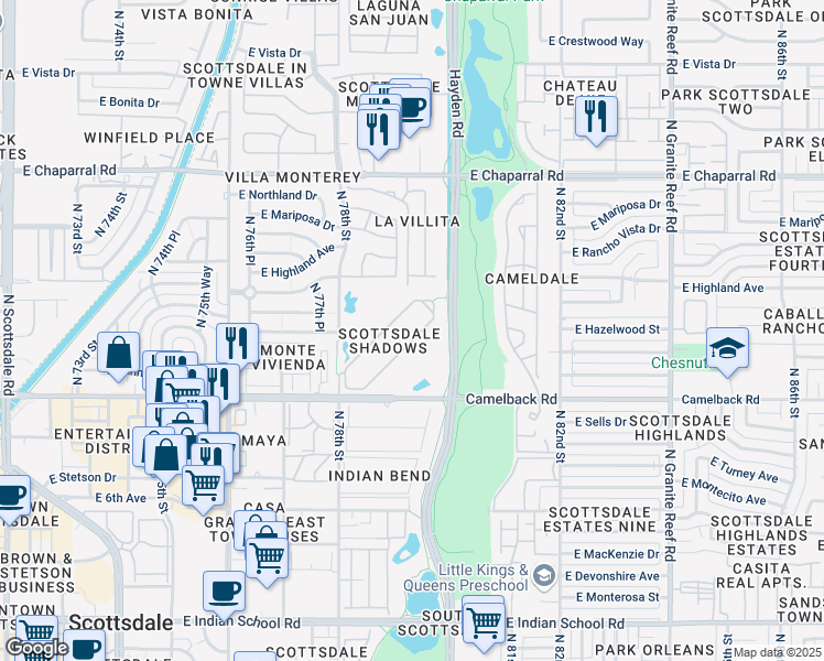 map of restaurants, bars, coffee shops, grocery stores, and more near 7930 East Camelback Road in Scottsdale
