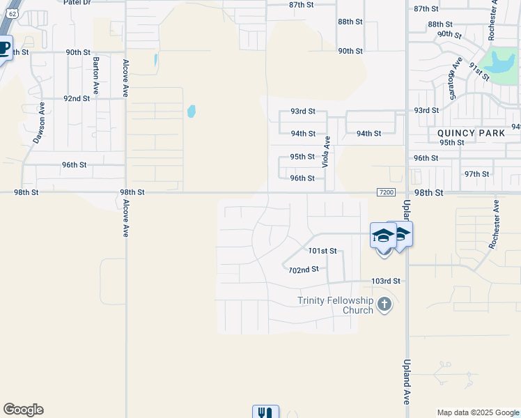 map of restaurants, bars, coffee shops, grocery stores, and more near 7501 98th Street in Lubbock