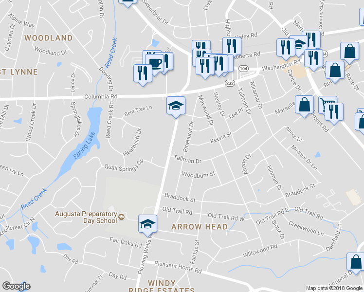 map of restaurants, bars, coffee shops, grocery stores, and more near 223 Pinehurst Drive in Martinez