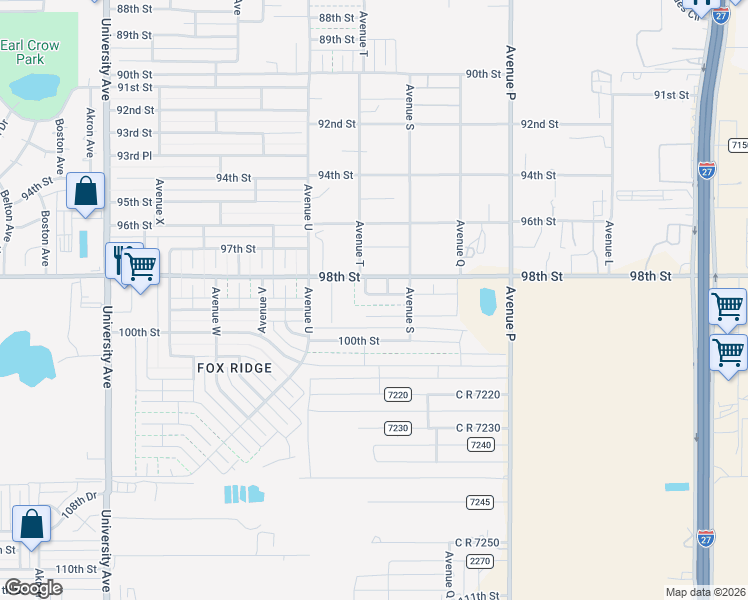 map of restaurants, bars, coffee shops, grocery stores, and more near 1919 99th Street in Lubbock
