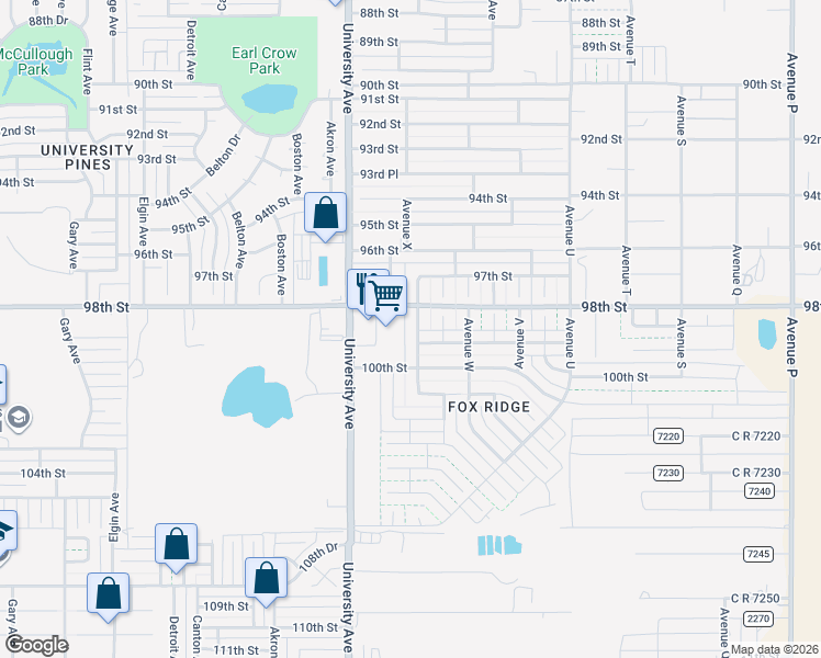 map of restaurants, bars, coffee shops, grocery stores, and more near 9902 Weatherford Avenue in Lubbock