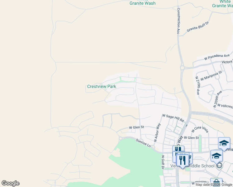 map of restaurants, bars, coffee shops, grocery stores, and more near 21560 West Sage Hill Road in Buckeye