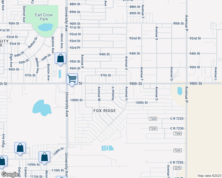 map of restaurants, bars, coffee shops, grocery stores, and more near 2117 99th Street in Lubbock