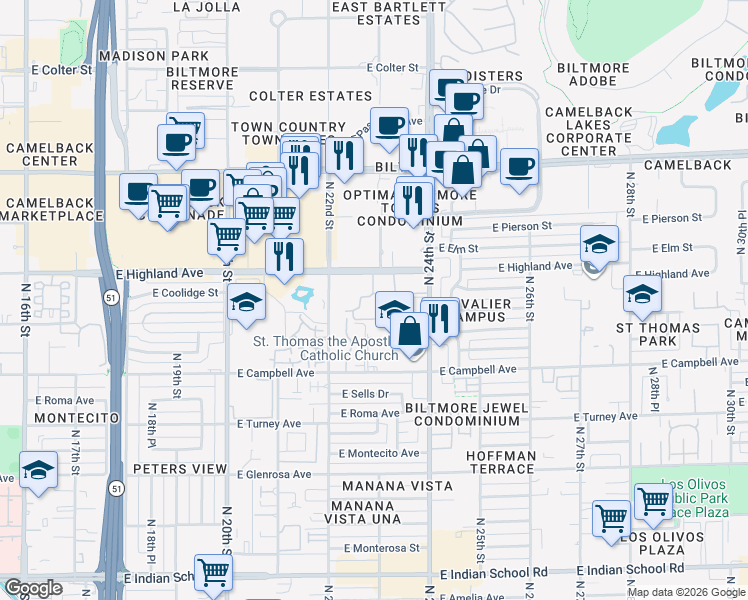 map of restaurants, bars, coffee shops, grocery stores, and more near 13201 N Stone View Trail in Fountain Hills
