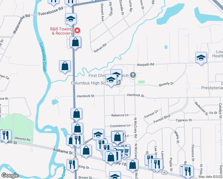 map of restaurants, bars, coffee shops, grocery stores, and more near 810 North Browder Street in Columbus