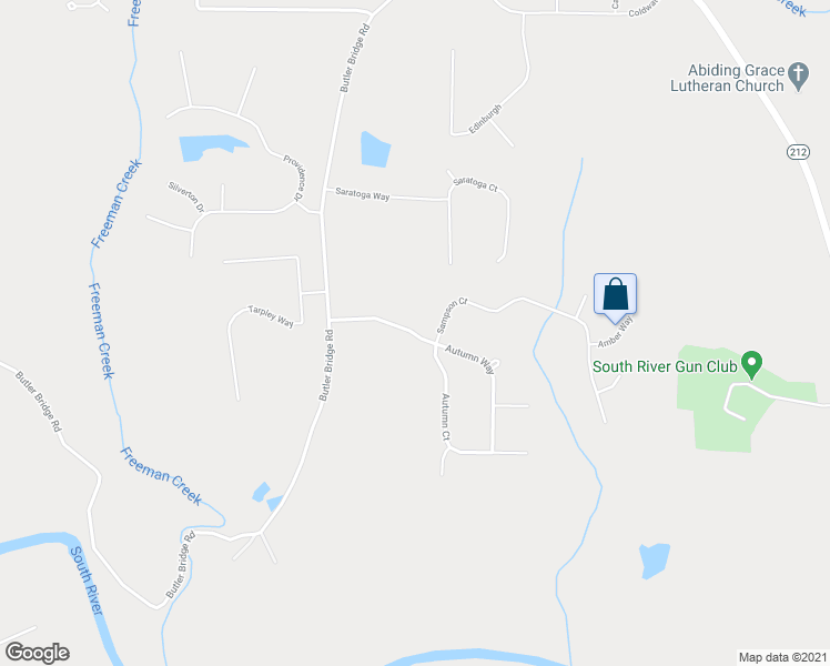 map of restaurants, bars, coffee shops, grocery stores, and more near 65 Autumn Way in Covington