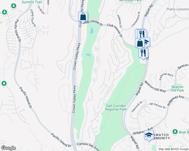 map of restaurants, bars, coffee shops, grocery stores, and more near 31571 East Nine Drive in Laguna Niguel