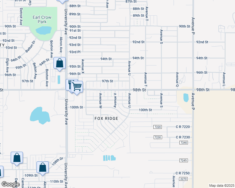 map of restaurants, bars, coffee shops, grocery stores, and more near 9707 Avenue V in Lubbock