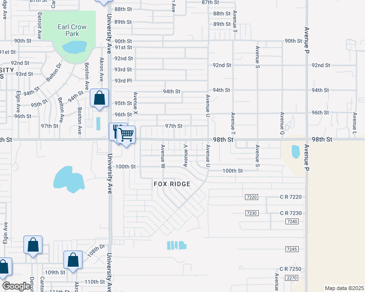 map of restaurants, bars, coffee shops, grocery stores, and more near 9707 Avenue V in Lubbock