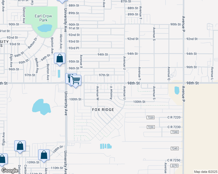 map of restaurants, bars, coffee shops, grocery stores, and more near 9707 Avenue V in Lubbock