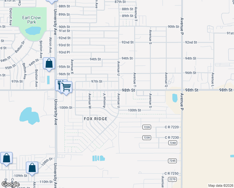 map of restaurants, bars, coffee shops, grocery stores, and more near 9708 Avenue U in Lubbock