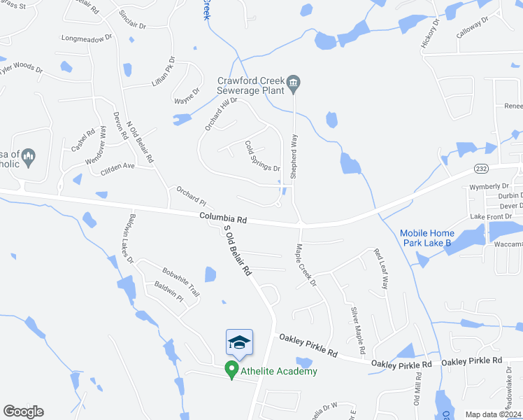 map of restaurants, bars, coffee shops, grocery stores, and more near 115 Orchard Hill Court in Grovetown