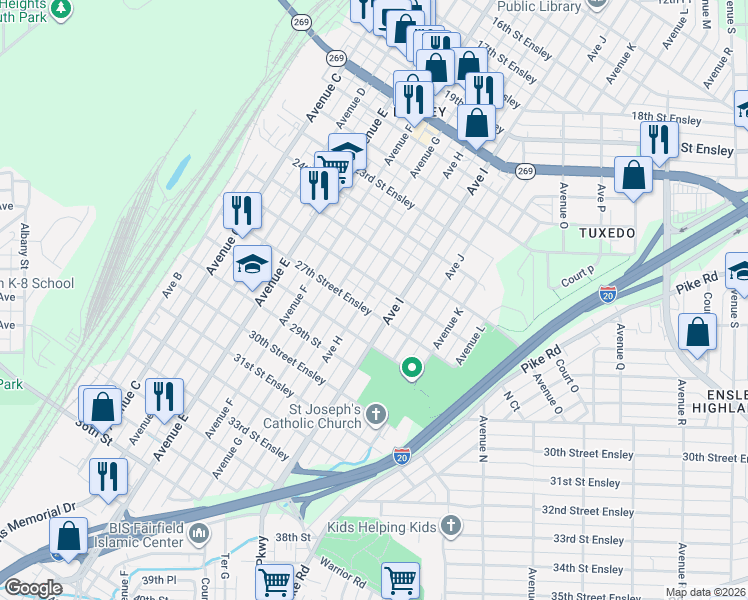 map of restaurants, bars, coffee shops, grocery stores, and more near in Birmingham