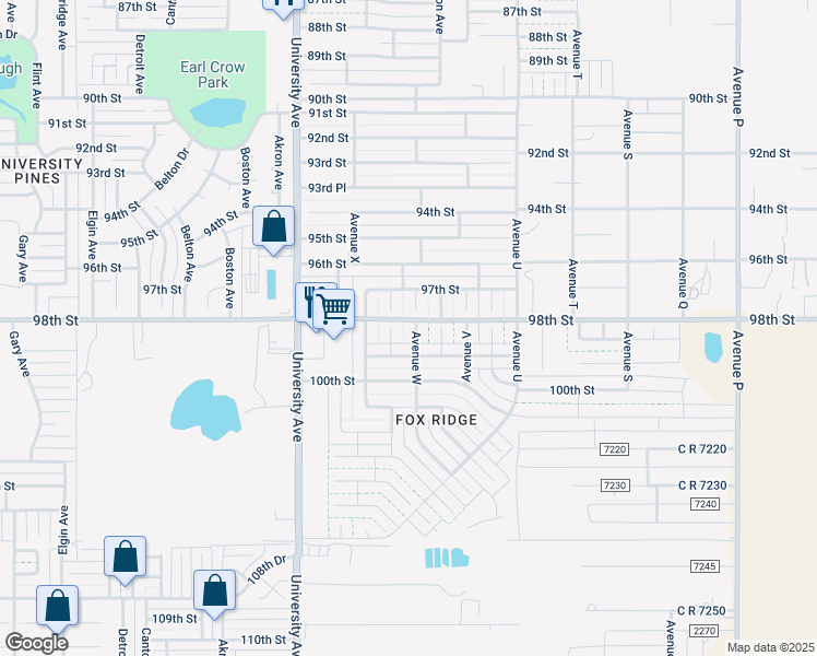 map of restaurants, bars, coffee shops, grocery stores, and more near 9707 Waco Avenue in Lubbock