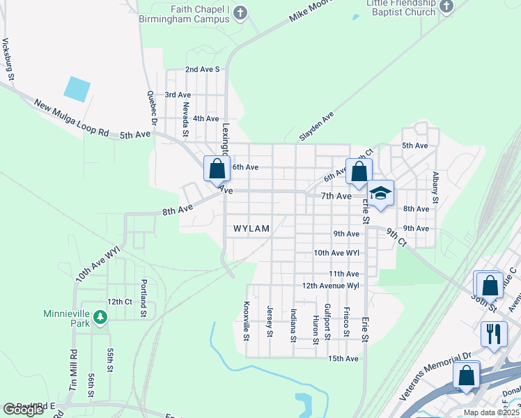 map of restaurants, bars, coffee shops, grocery stores, and more near 705 Knoxville Street in Birmingham