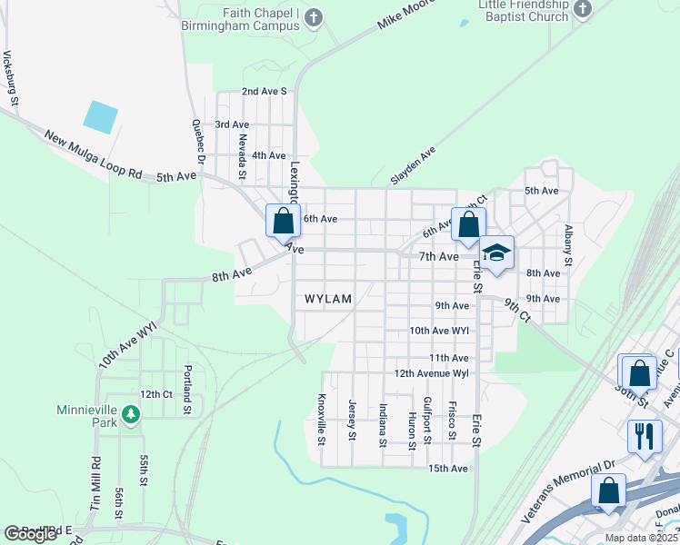 map of restaurants, bars, coffee shops, grocery stores, and more near 705 Knoxville Street in Birmingham