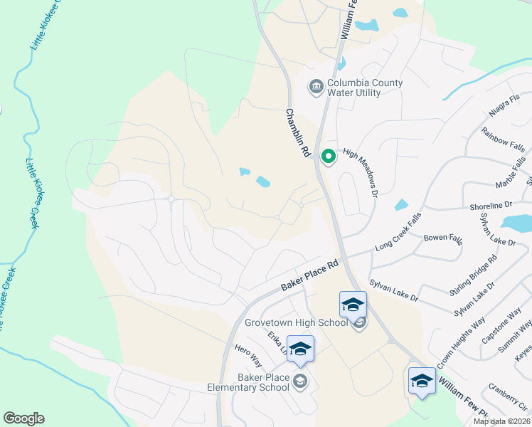map of restaurants, bars, coffee shops, grocery stores, and more near 240 Chamblin Road in Grovetown